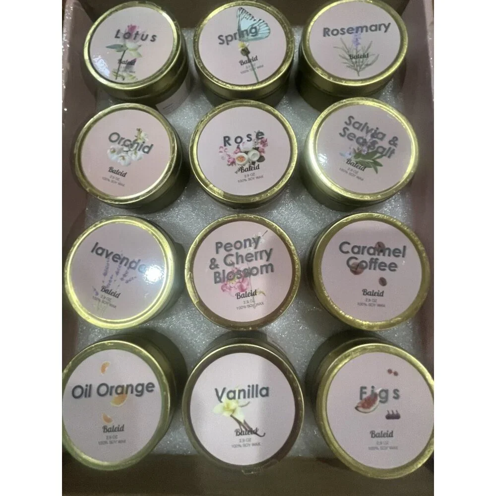Baleid Flower Scented Candles Gift Set of 12 Pack Bulk Natural Soy Wax 4 OZ